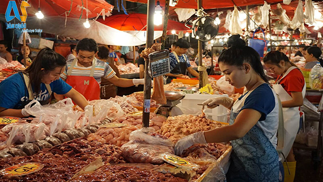 بازار مواد غذایی Khlong Toei،بانکوک-الفبای سفر