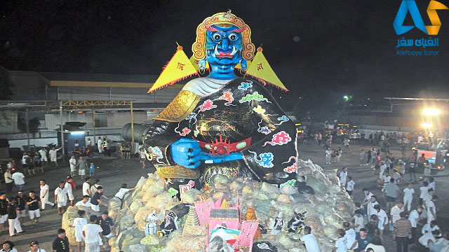 مجسمه ای بزرگ ساخته شده برای فستیوال ارواح گرسنه در پنانگ